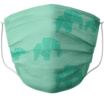 Barral-Schutzmaske für Kinder, grün mit Elefantenmotiv